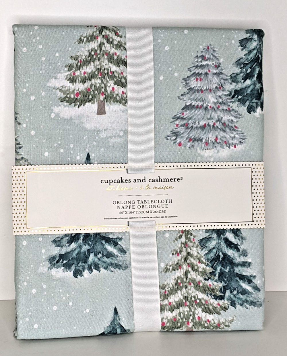 Cupcakes and Cashmere Holiday Tablecloth 60 x 104" Trees Woods NEW